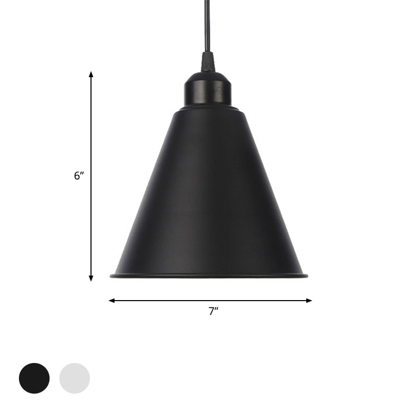 1 helles Innenheizanhänger Licht Bauernhaus Schwarz/Weiß Hanging Leuchte mit Kegel/Wellen-/breitem Flare Metallschatten