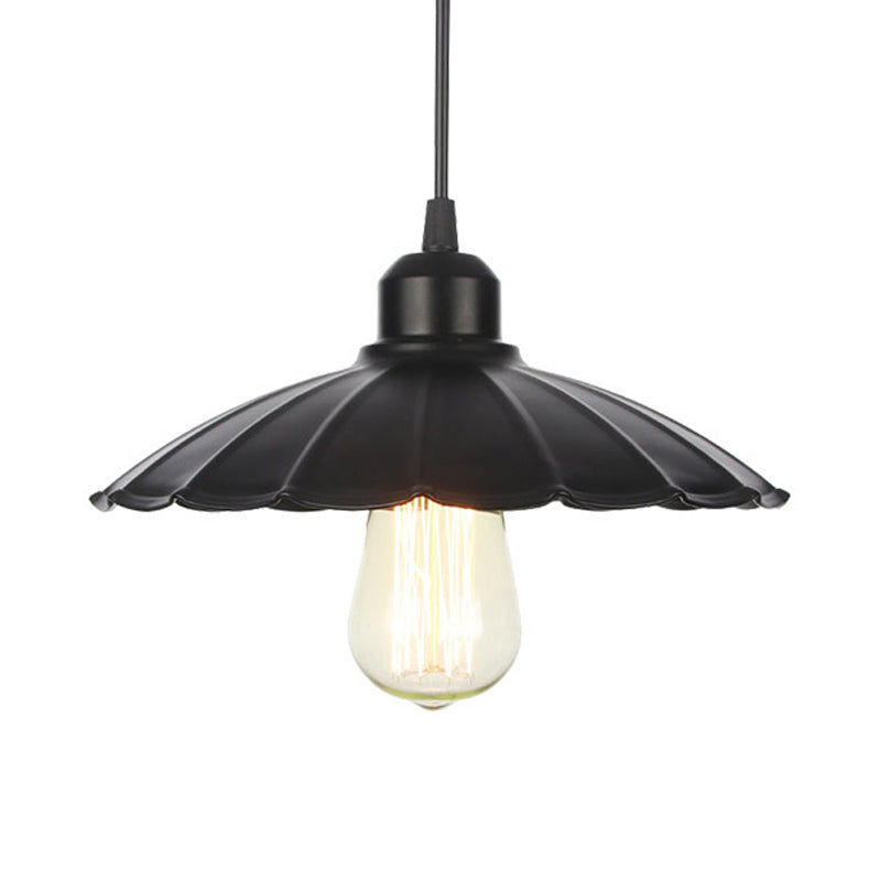 1 helles Innenheizanhänger Licht Bauernhaus Schwarz/Weiß Hanging Leuchte mit Kegel/Wellen-/breitem Flare Metallschatten