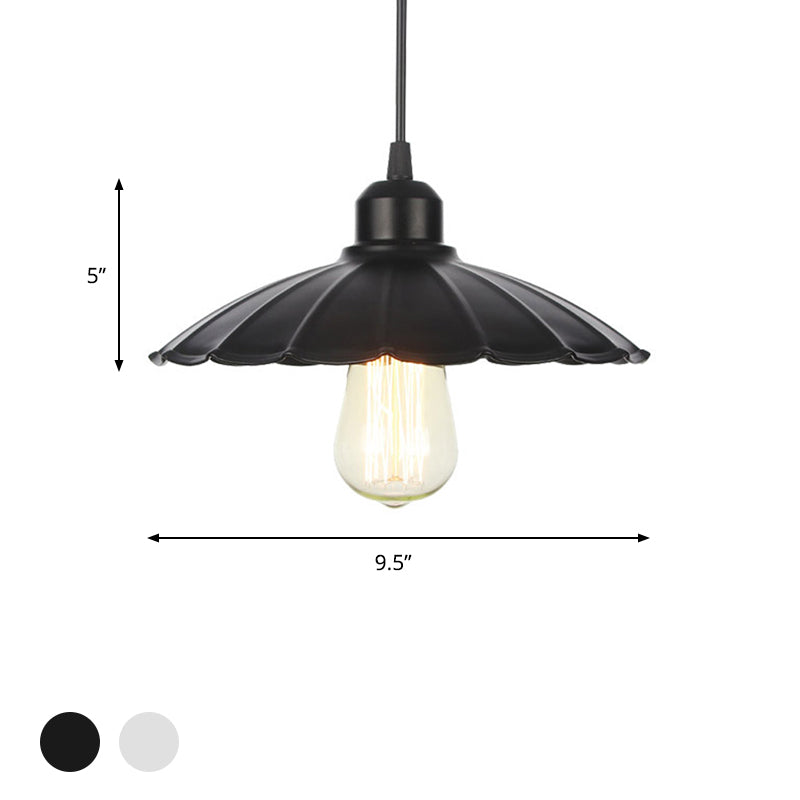 1 helles Innenheizanhänger Licht Bauernhaus Schwarz/Weiß Hanging Leuchte mit Kegel/Wellen-/breitem Flare Metallschatten