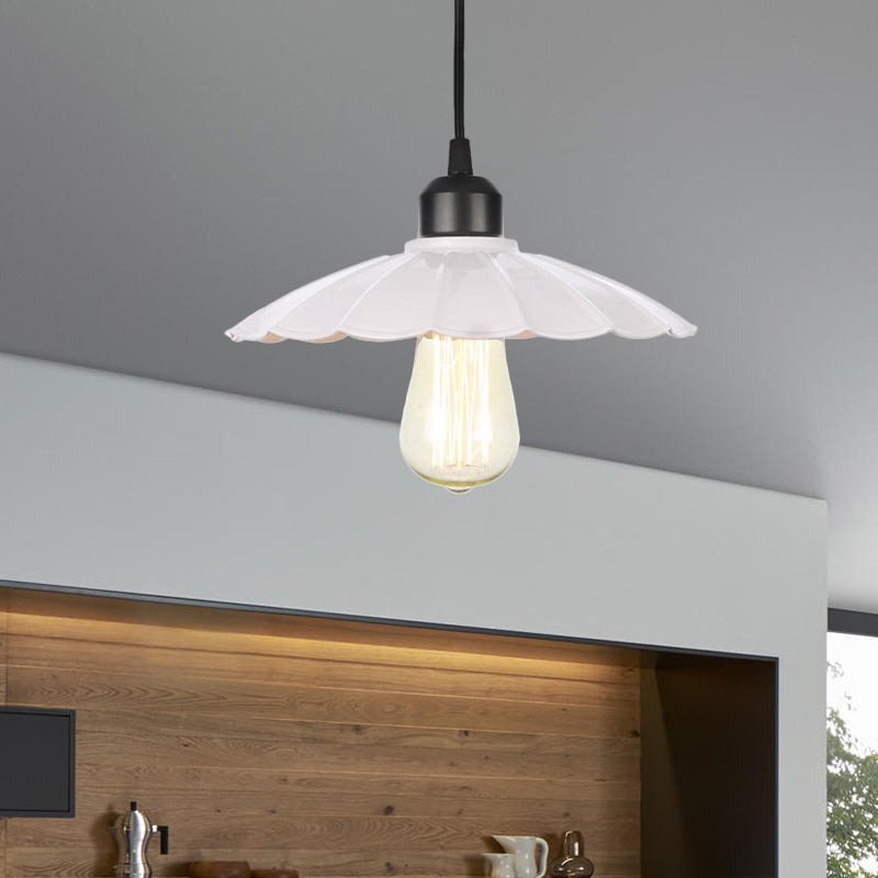 1 helles Innenheizanhänger Licht Bauernhaus Schwarz/Weiß Hanging Leuchte mit Kegel/Wellen-/breitem Flare Metallschatten