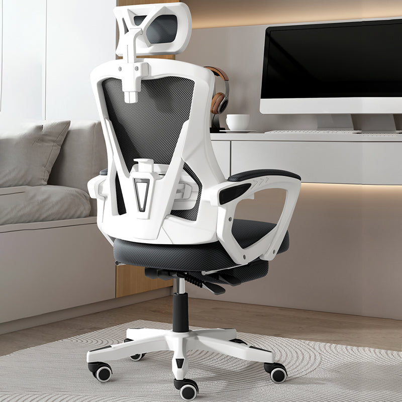Mesh High Back Office Chair Contemporary Fixed Arms Chair with Headrest
