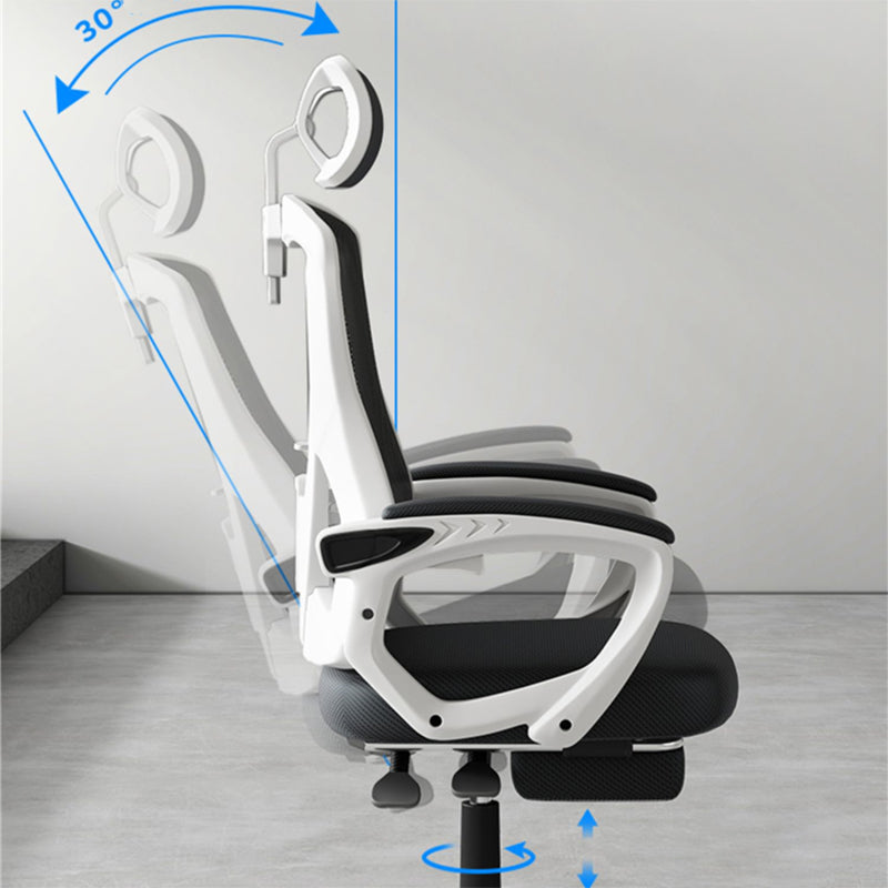 Mesh High Back Office Chair Contemporary Fixed Arms Chair with Headrest