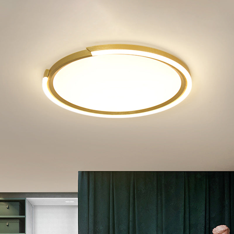Round Acrylic Flush Mount Lighting Modern Led 15"/18"/23" Wide White/Black/Gold Flush Ceiling Lamp Fixture in Warm Light