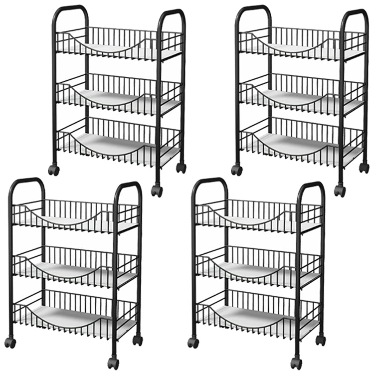 Modern Style Steel Bookcase with Wheels Open Bookshelf for Living Room