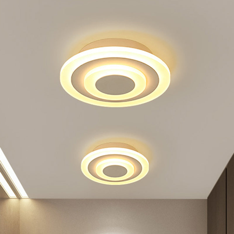 White/Coffee LED Corridor Flush Ceiling Lamp Simple Acrylic Round/Square Flushmount Lighting in Warm/White/Natural Light