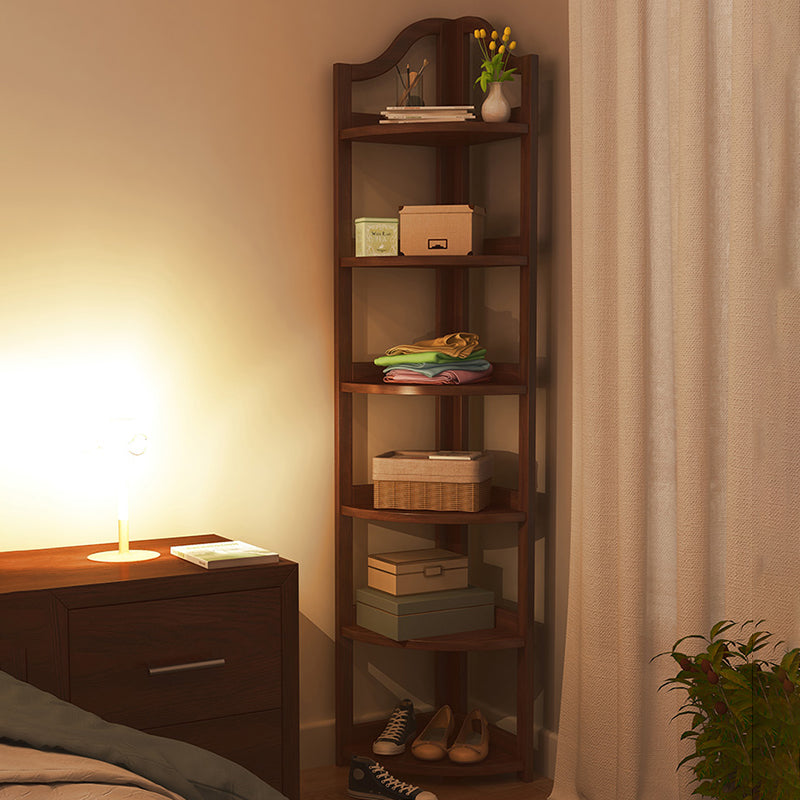 Modern Style Corner Bookshelf Solid Wood Vertical Bookcase for Home