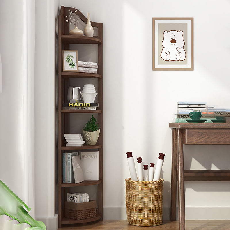 Modern Style Corner Bookshelf Solid Wood Vertical Bookcase for Home