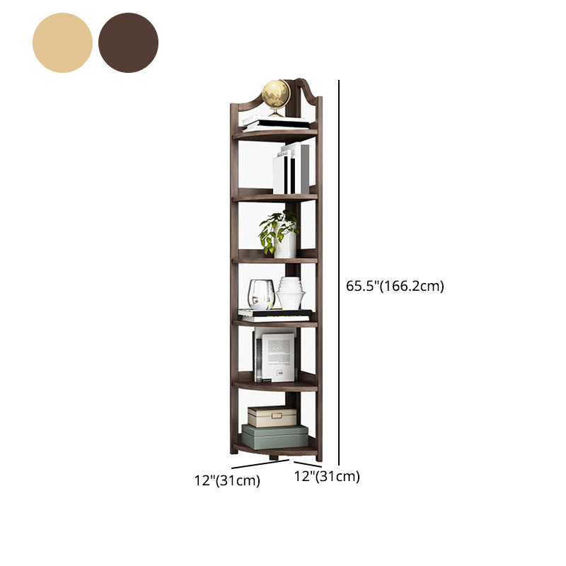 Modern Style Corner Bookshelf Solid Wood Vertical Bookcase for Home