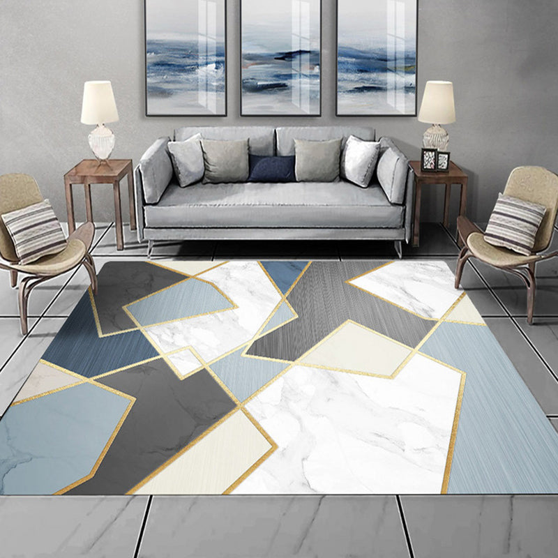 Gray Simple Carpet Polyester Geometric Carpet Stain Resistant Carpet for Living Room