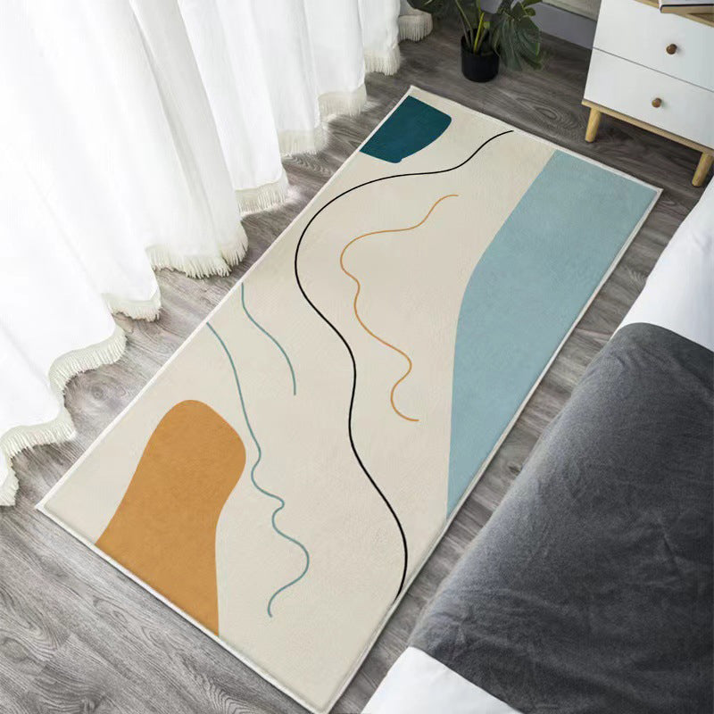 Beige Kids Rug Polyester Color Piece Rug Stain Resistant Rug for Bedroom