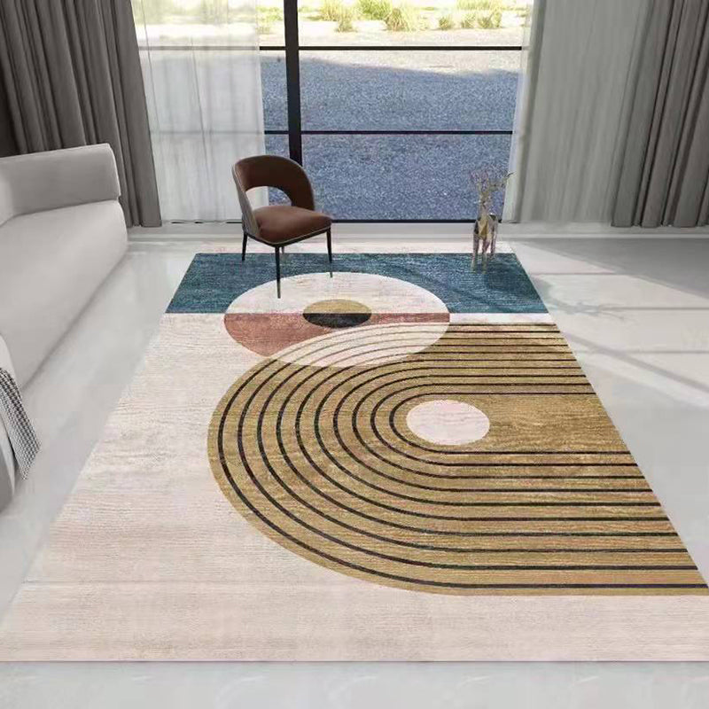 Dark Grey Simple Carpet Polyester Check Pattern Carpet Washable Carpet for Living Room