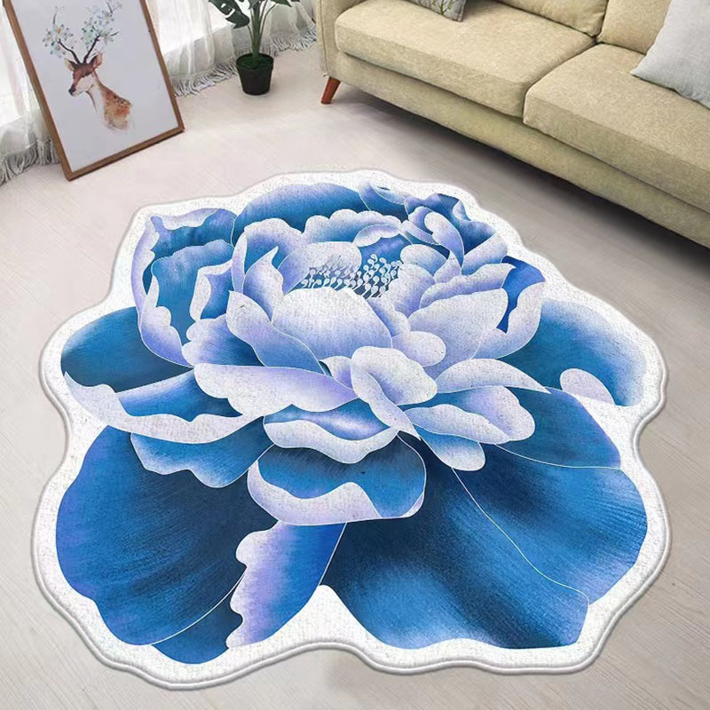 Pink Flower Carpet Polyester Simple Carpet Non-Slip Backing Carpet for Drawing Room