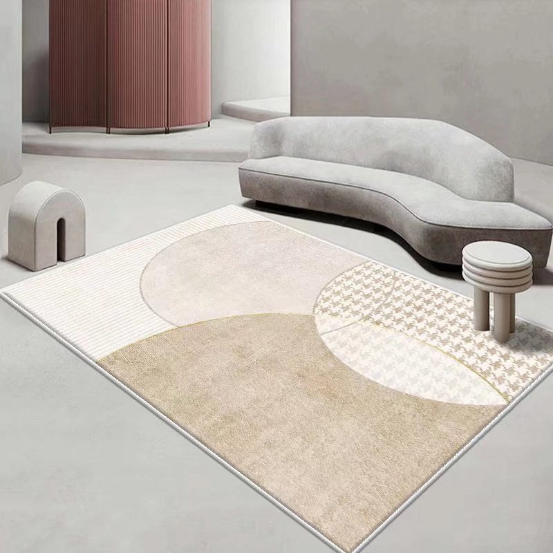 White Modern Rug Polyester Color Lump Rug Washable Rug for Drawing Room