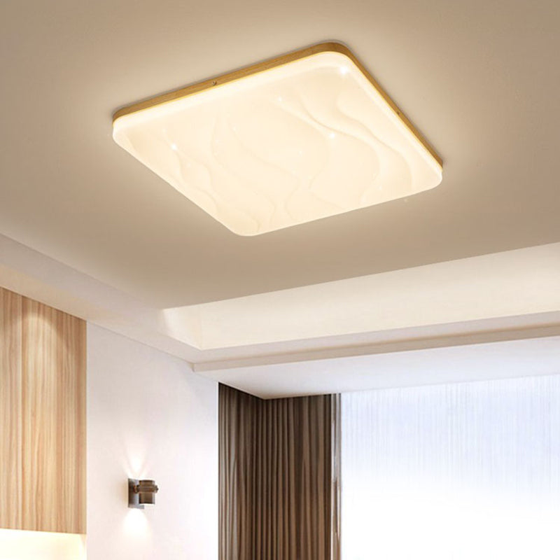 Geometric Wood Flush Ceiling Light Modern 1-Light Flush Ceiling Light Fixtures in Brown