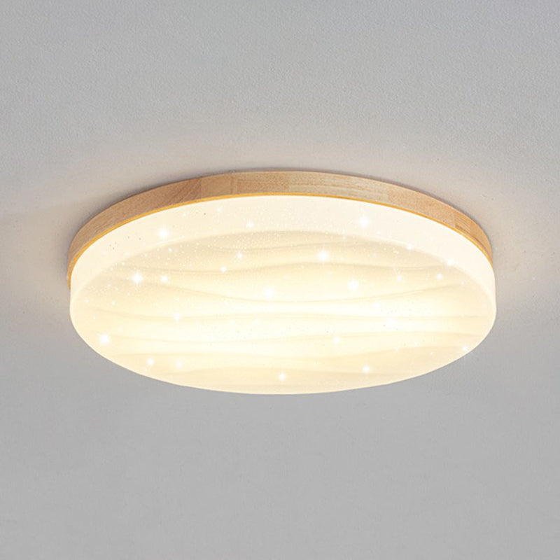 Geometric Wood Flush Ceiling Light Modern 1-Light Flush Ceiling Light Fixtures in Brown