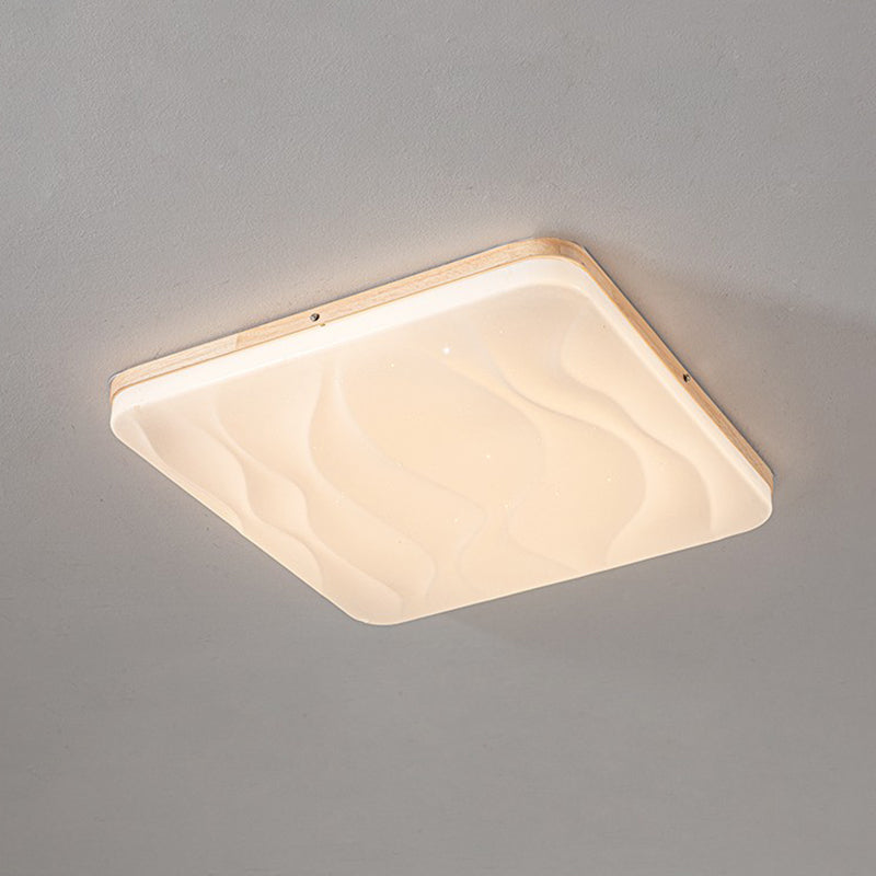 Geometric Wood Flush Ceiling Light Modern 1-Light Flush Ceiling Light Fixtures in Brown