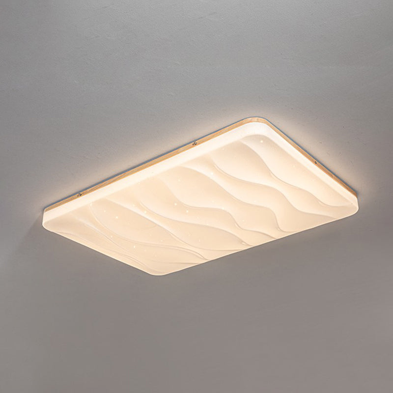 Geometric Wood Flush Ceiling Light Modern 1-Light Flush Ceiling Light Fixtures in Brown