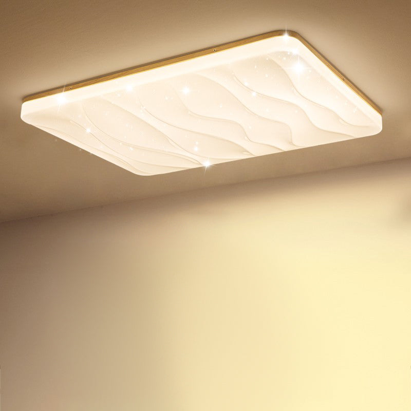 Geometric Wood Flush Ceiling Light Modern 1-Light Flush Ceiling Light Fixtures in Brown