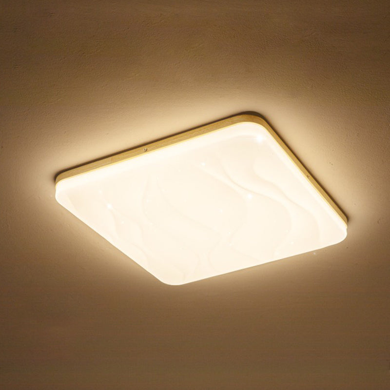 Geometric Wood Flush Ceiling Light Modern 1-Light Flush Ceiling Light Fixtures in Brown