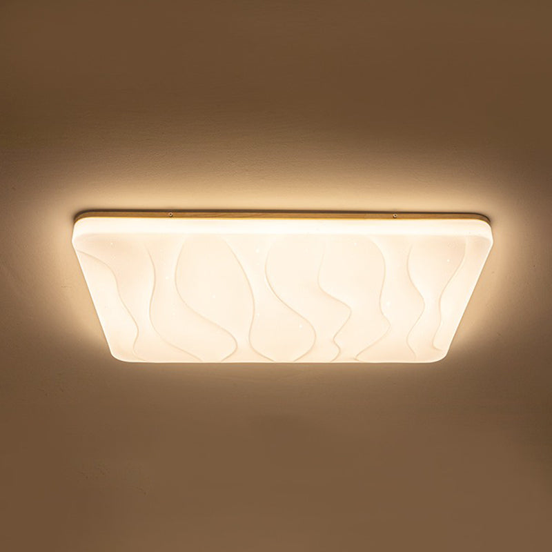 Geometric Wood Flush Ceiling Light Modern 1-Light Flush Ceiling Light Fixtures in Brown