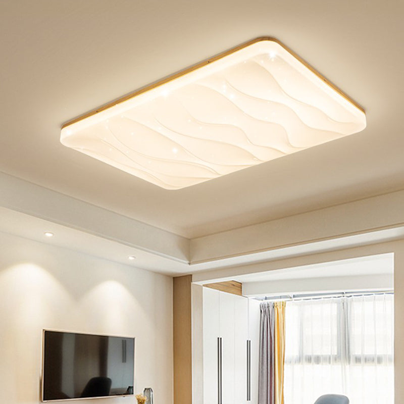 Geometric Wood Flush Ceiling Light Modern 1-Light Flush Ceiling Light Fixtures in Brown