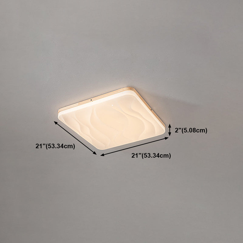 Geometric Wood Flush Ceiling Light Modern 1-Light Flush Ceiling Light Fixtures in Brown