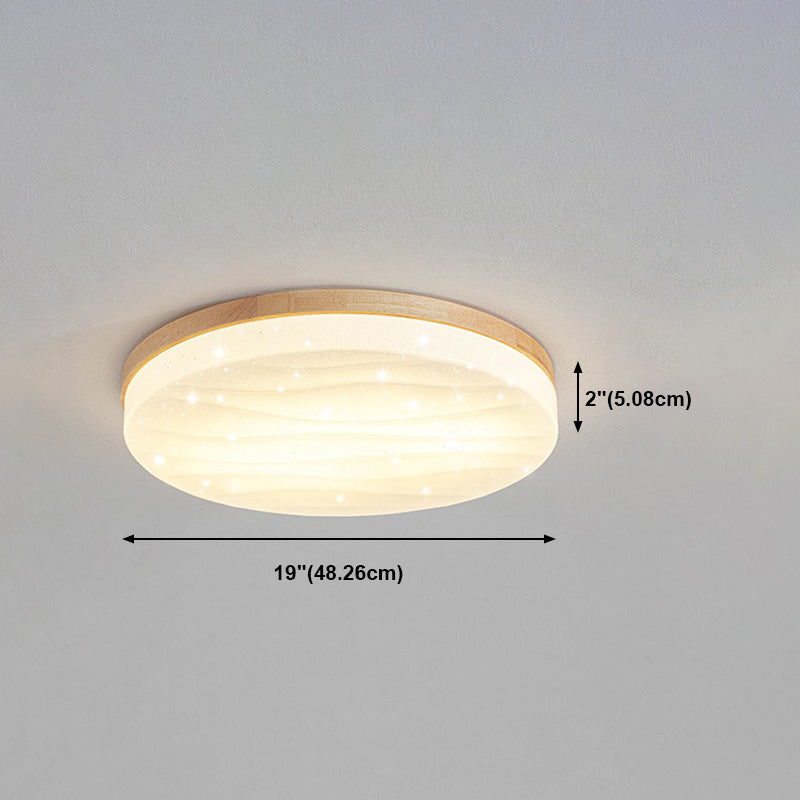 Geometric Wood Flush Ceiling Light Modern 1-Light Flush Ceiling Light Fixtures in Brown