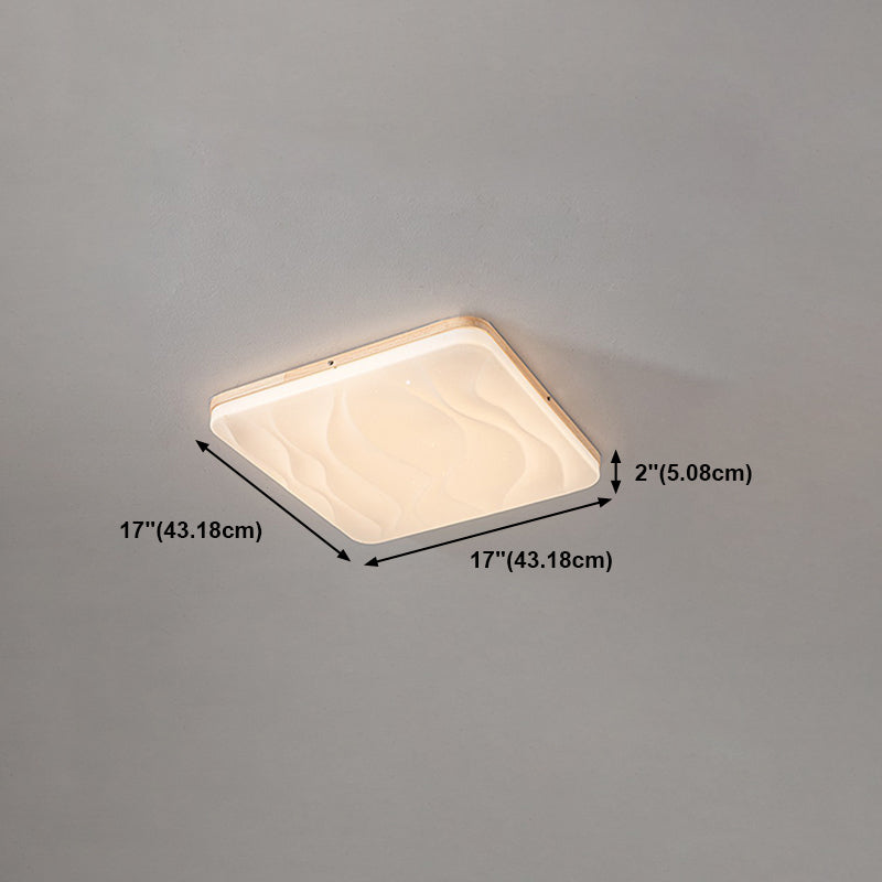 Geometric Wood Flush Ceiling Light Modern 1-Light Flush Ceiling Light Fixtures in Brown