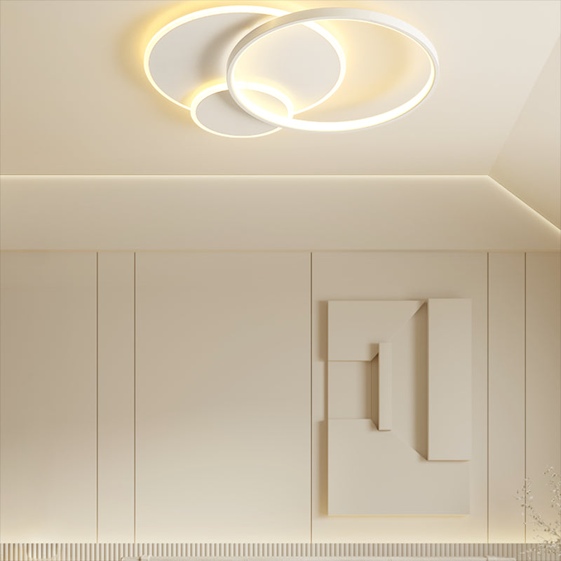 Geometry Ceiling Fixtures Modern Style Metal 3 Light Ceiling Mounted Lights in White
