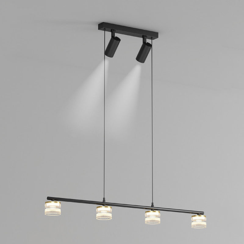 Metal Cylinder Hanging Lights Modern Multi Lights Pendant Light Fixtures in Black