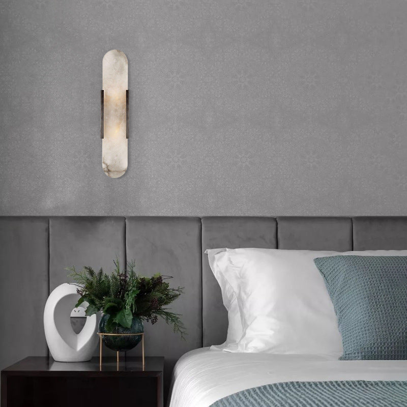 Stone Oval Wall Sconce Lighting Modern Style 2 Lights Wall Lamps