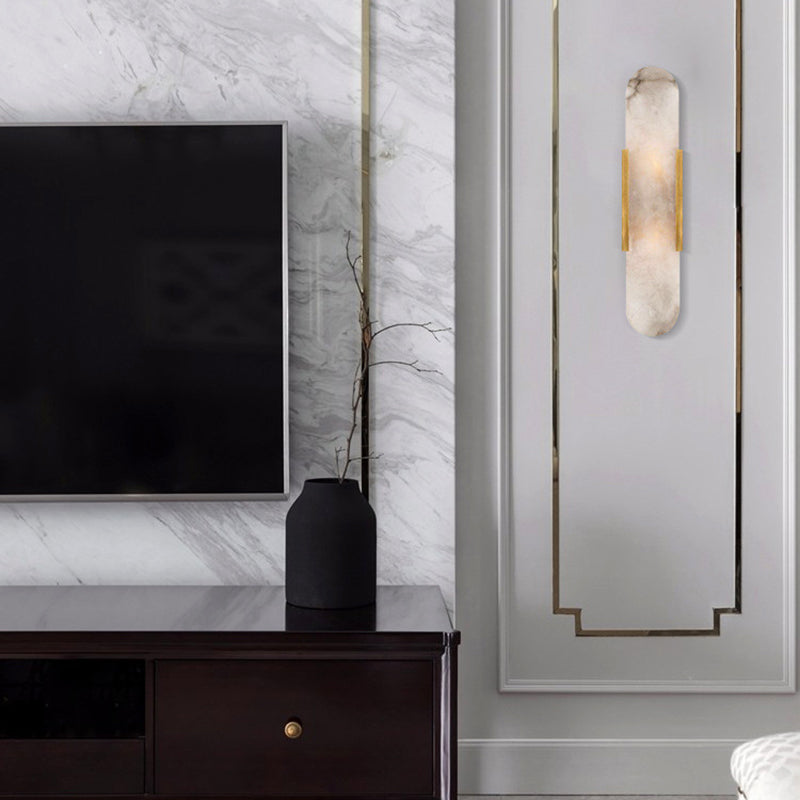 Stone Oval Wall Sconce Lighting Modern Style 2 Lights Wall Lamps