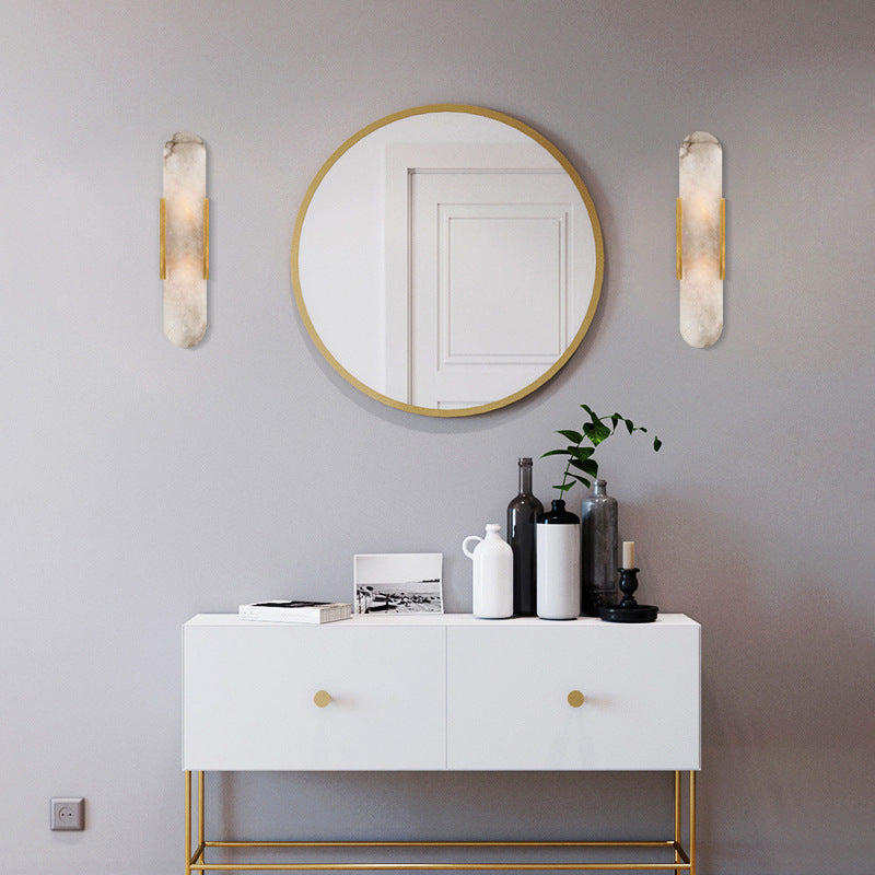 Stone Oval Wall Sconce Lighting Modern Style 2 Lights Wall Lamps