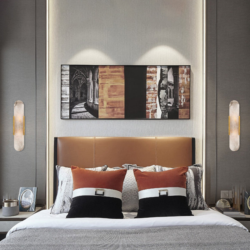 Stone Oval Wall Sconce Lighting Modern Style 2 Lights Wall Lamps