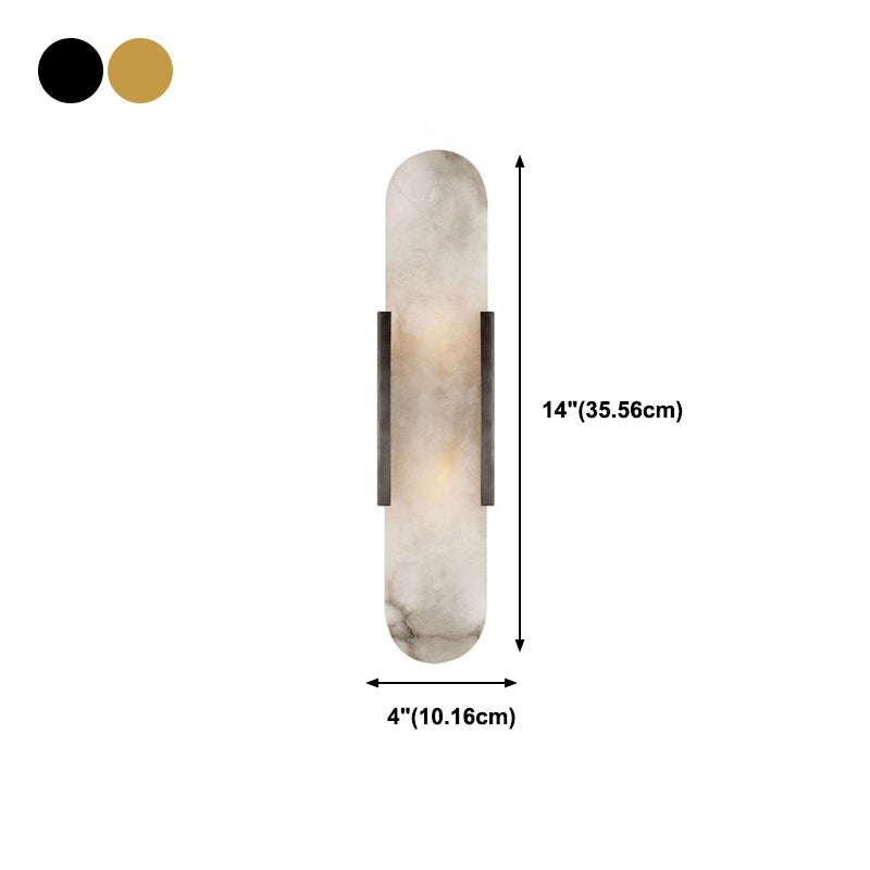 Stone Oval Wall Sconce Lighting Modern Style 2 Lights Wall Lamps