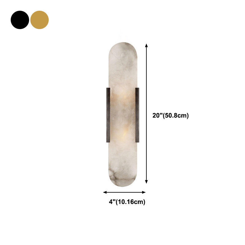 Stone Oval Wall Sconce Lighting Modern Style 2 Lights Wall Lamps