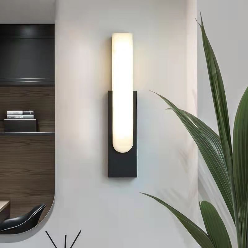 Stone Rectangular Wall Sconce Lighting Modern Style 1 Light Wall Lighting Fixtures