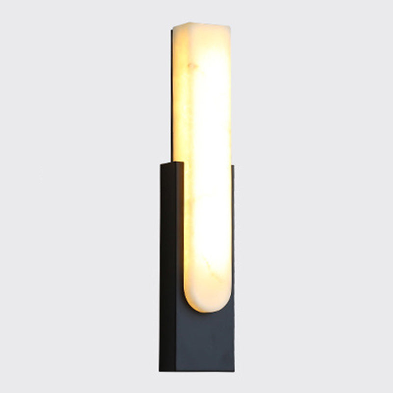 Stone Rectangular Wall Sconce Lighting Modern Style 1 Light Wall Lighting Fixtures