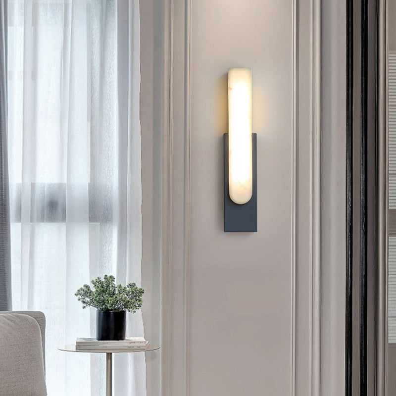 Stone Rectangular Wall Sconce Lighting Modern Style 1 Light Wall Lighting Fixtures