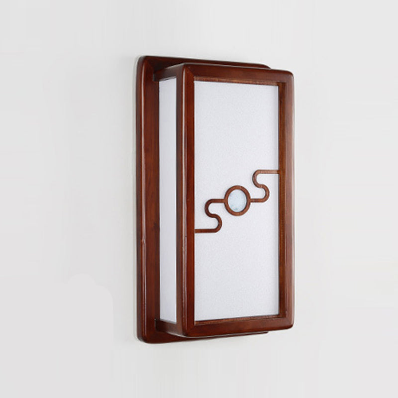 Minimalist Geometric Wall Sconce Walnut Wood Finish Hallway Flush Mount Light