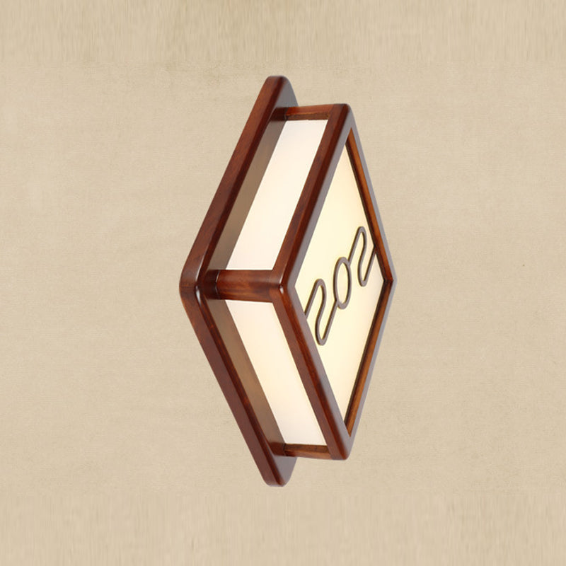 Minimalist Geometric Wall Sconce Walnut Wood Finish Hallway Flush Mount Light