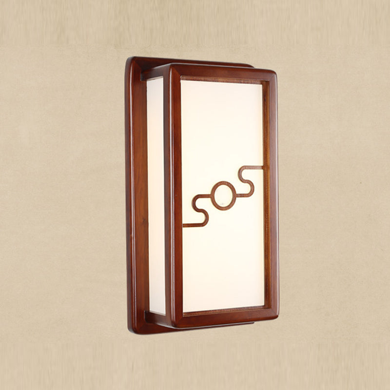 Minimalist Geometric Wall Sconce Walnut Wood Finish Hallway Flush Mount Light