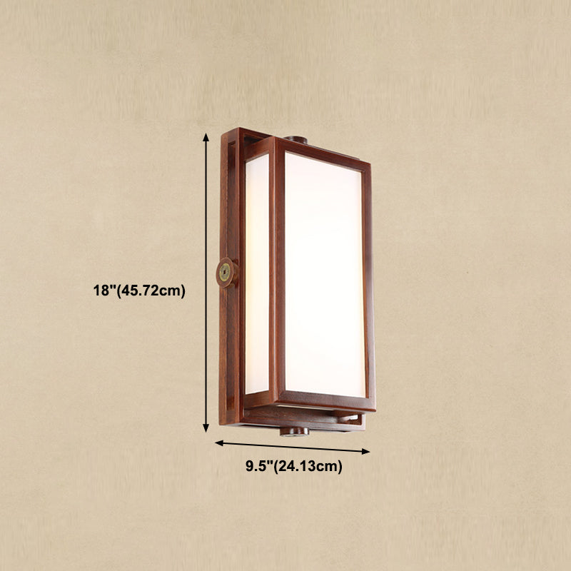 Minimalist Geometric Wall Sconce Walnut Wood Finish Hallway Flush Mount Light