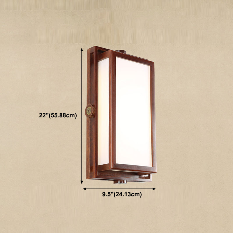 Minimalist Geometric Wall Sconce Walnut Wood Finish Hallway Flush Mount Light