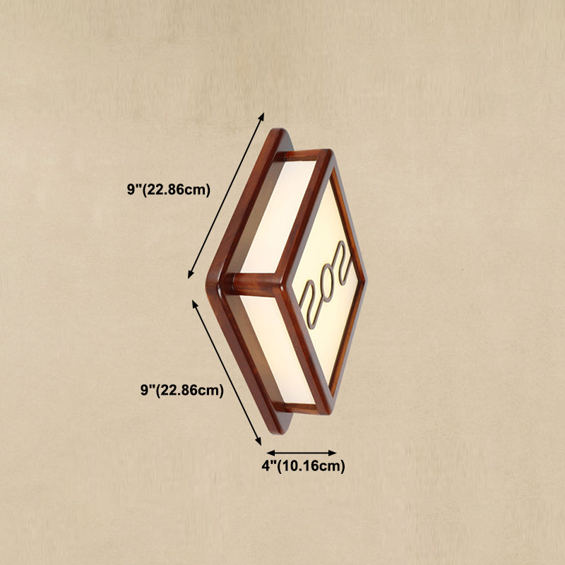 Minimalist Geometric Wall Sconce Walnut Wood Finish Hallway Flush Mount Light