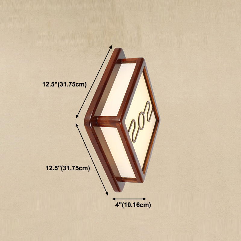 Minimalist Geometric Wall Sconce Walnut Wood Finish Hallway Flush Mount Light