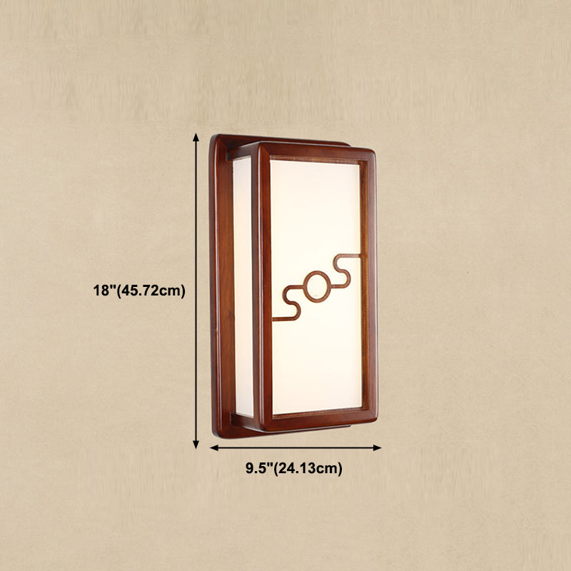 Minimalist Geometric Wall Sconce Walnut Wood Finish Hallway Flush Mount Light