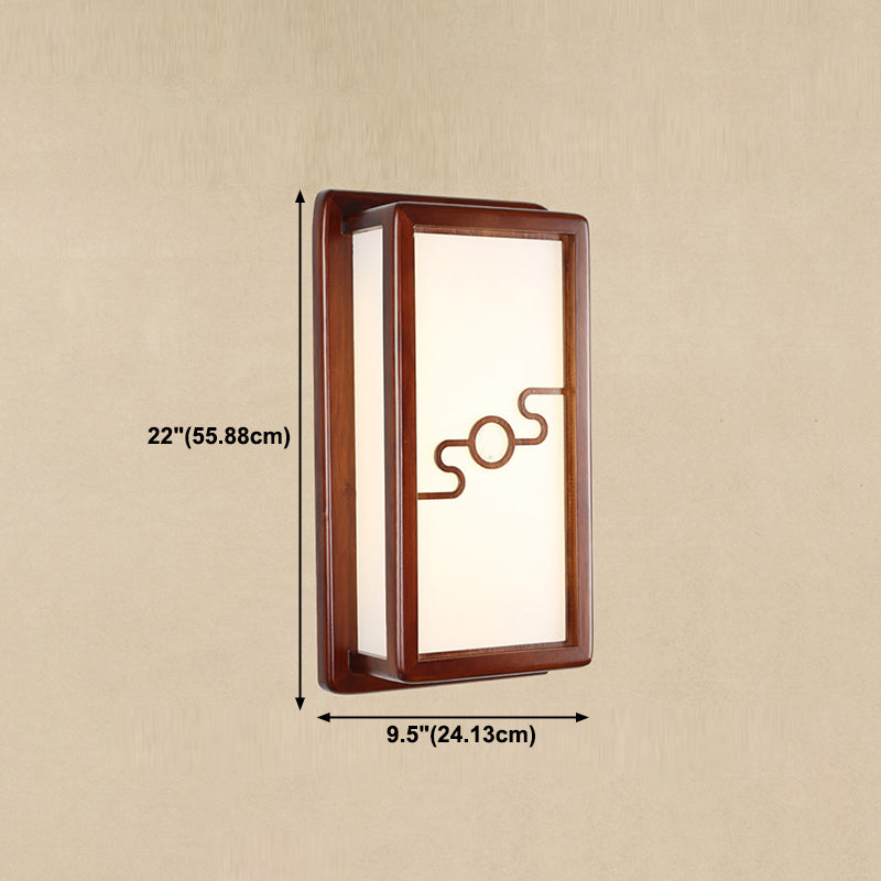 Minimalist Geometric Wall Sconce Walnut Wood Finish Hallway Flush Mount Light