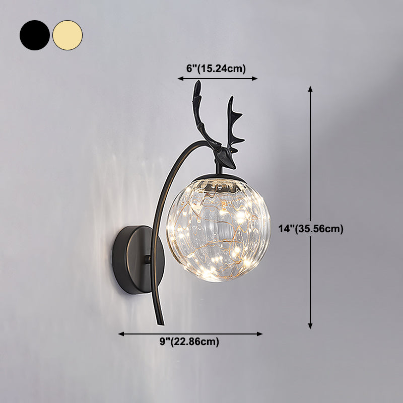 1 Light Spherical Wall Lights Modern Style Glass Wall Lighting Fixtures