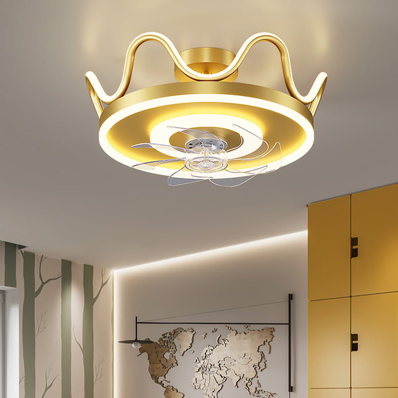 Modern Gold LED Fan Light Metal Multi Light Flush Mount Light for Living Room